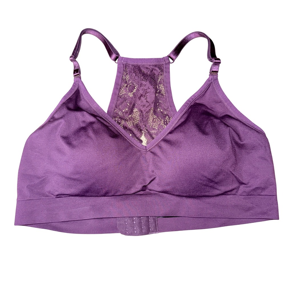 Torrid‎ Curve Bralette Size 3 Purple Lace Racerback Wireless Seamless 17352421